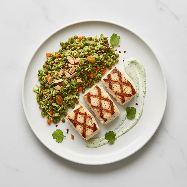 Cinnamon Spiced Fish With Lentil Pilaf